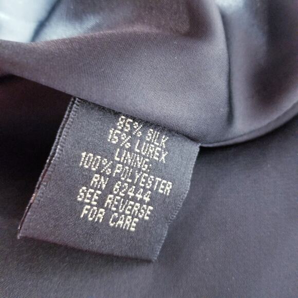 Nicole Miller Gold Metallic Blue Silk Blend Fit and Flare Cocktail Mini Dress - Picture 10 of 12